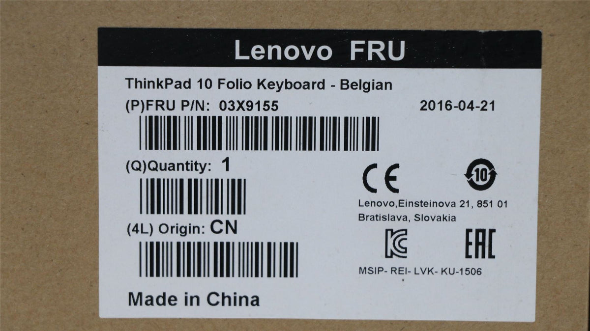 Lenovo TP 10 Folio KBD BEL Belgian Keyboard 03X9155