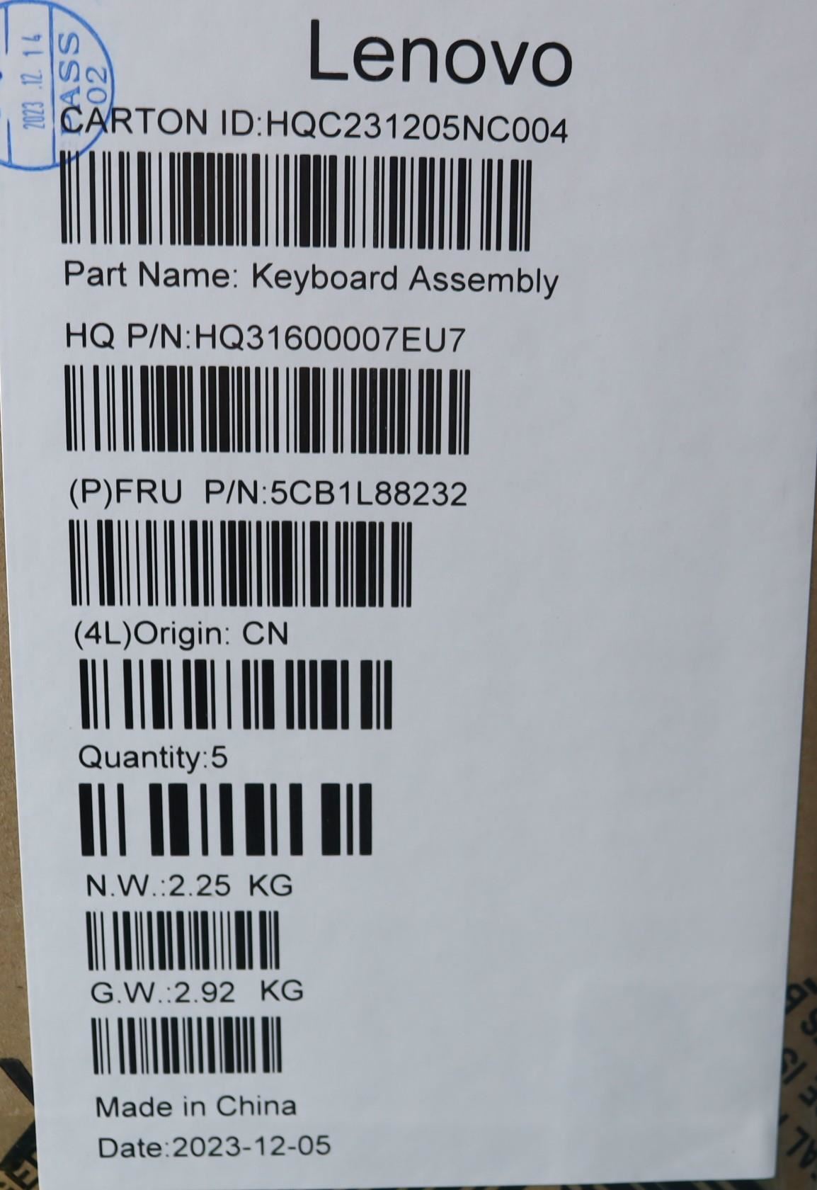 Lenovo Yoga 6 14IRH8 Palmrest Cover Touchpad Keyboard US Euro 5CB1L88232