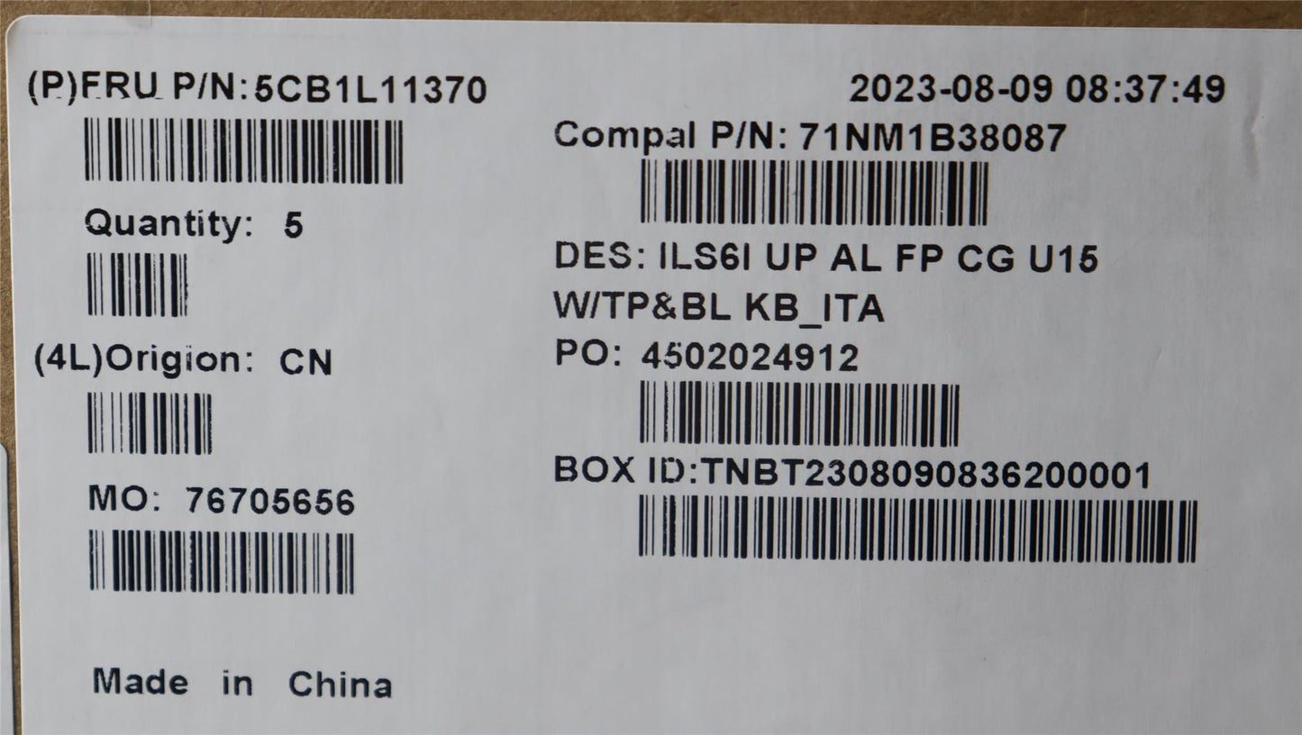 Lenovo UpperCase_ITA C82XF FP CG BL AL 5CB1L11370
