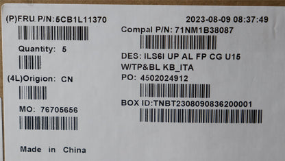 Lenovo UpperCase_ITA C82XF FP CG BL AL 5CB1L11370