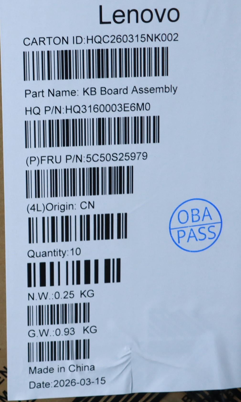 Lenovo CARDPOP H83S6 W/ PCB ADH ToF Board 5C50S25979