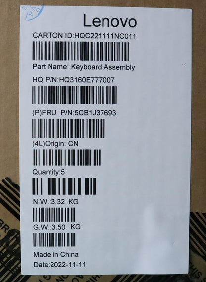 Lenovo IdeaPad 7 16IAH7 Palmrest Cover Touchpad Keyboard Belgian Grey 5CB1J37693