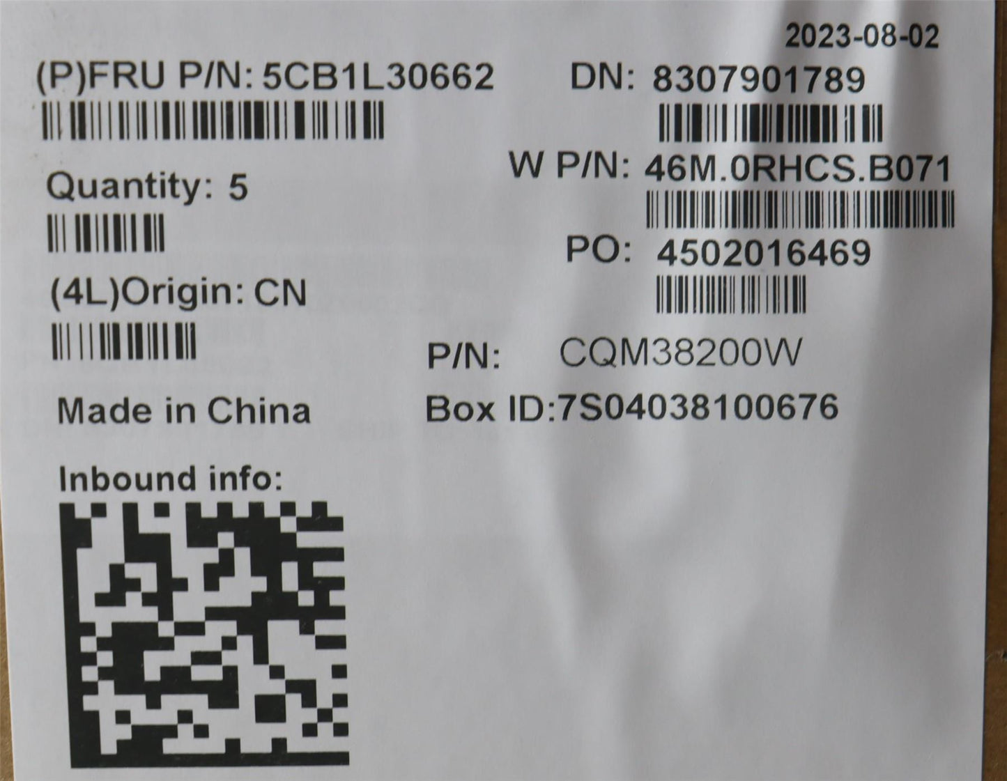Lenovo Upper Case ASM_TUR W 82Y0 AG BL 5CB1L30662