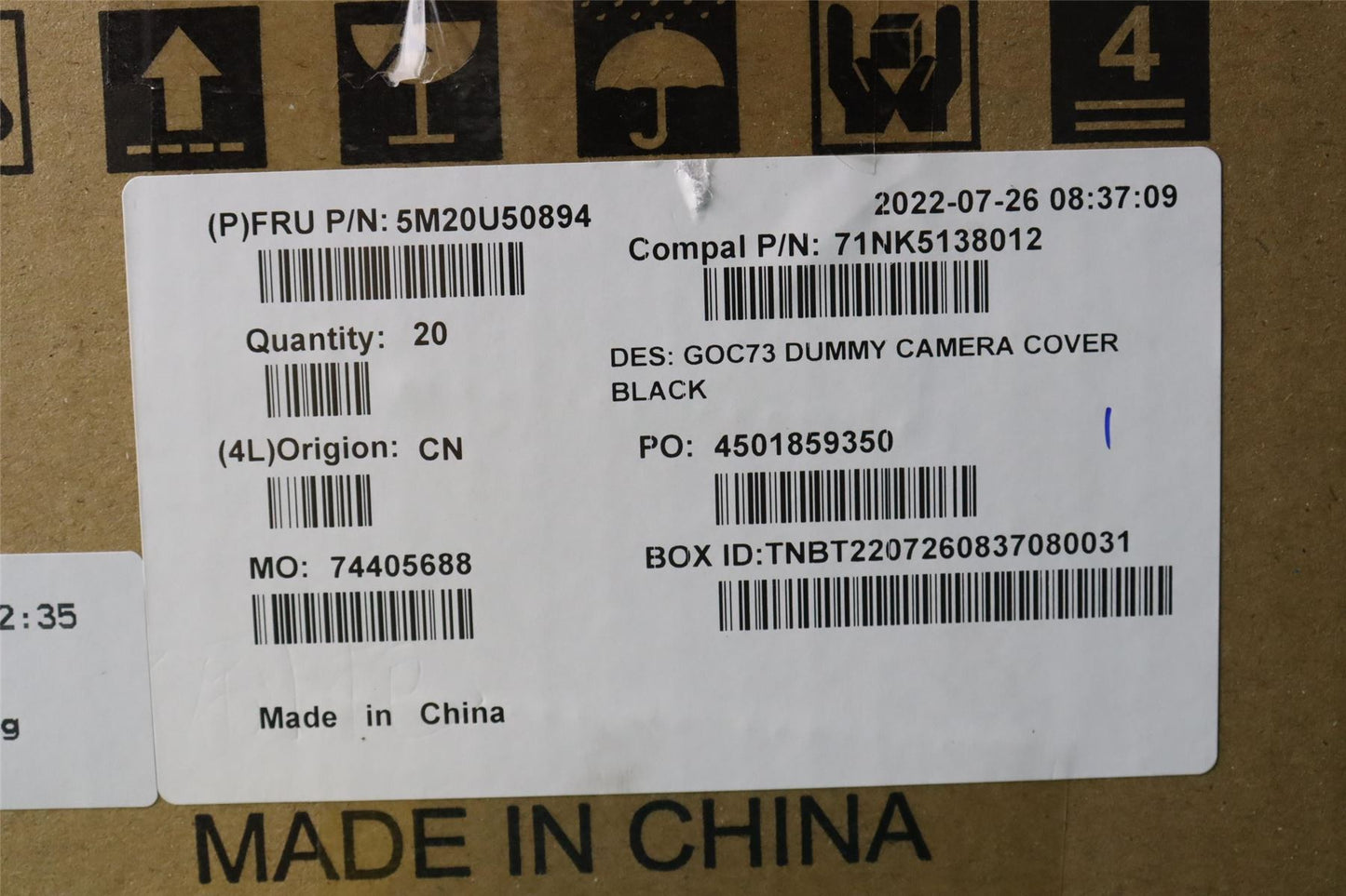 Lenovo MECHANICAL Dummy housing camera,Black 5M20U50894