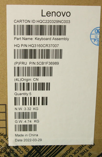 Lenovo Upper Case ASM_SWS H 82QQ SG_UMA 5CB1F36989