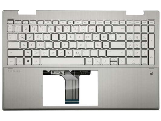 HP Pavilion 15-ER Palmrest Touchpad Cover Keyboard German Silver M45127-041