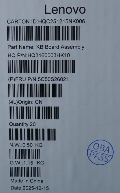 Lenovo CARDPOP Board_W/ H 83V7 ADH ToF Board 5C50S26021