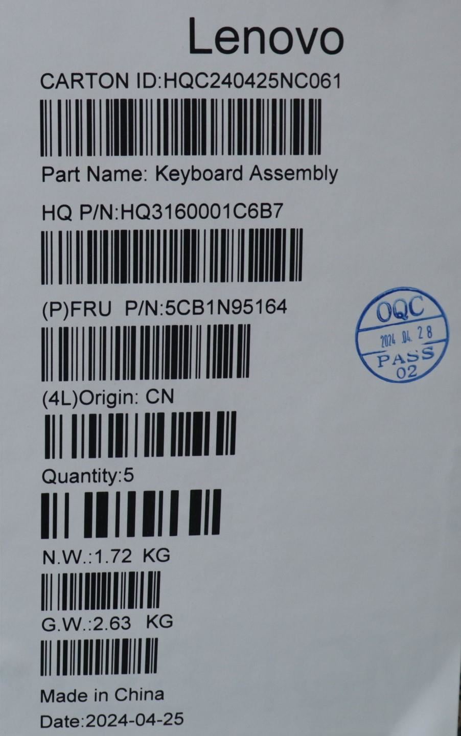 Lenovo UpperCaseASM ITA H83DL NFP SG 5CB1N95164
