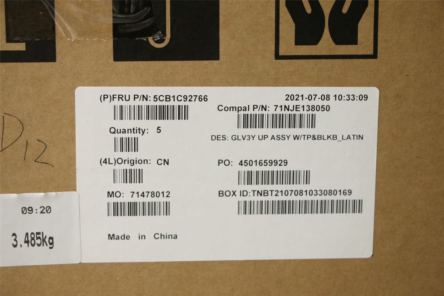 Lenovo Yoga 14s ITL Keyboard Palmrest Top Cover Latin Spanish Silver 5CB1C92766