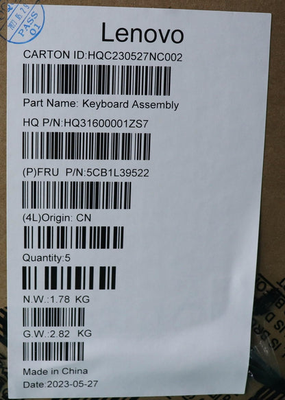 Lenovo Yoga 7 14IRH8 Palmrest Cover Touchpad Keyboard US Europe Blue 5CB1L39522