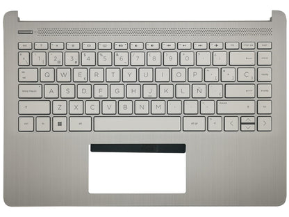 HP 14S-DQ 14S-FQ Palmrest Cover Keyboard Spainish Silver Backlit L88206-071