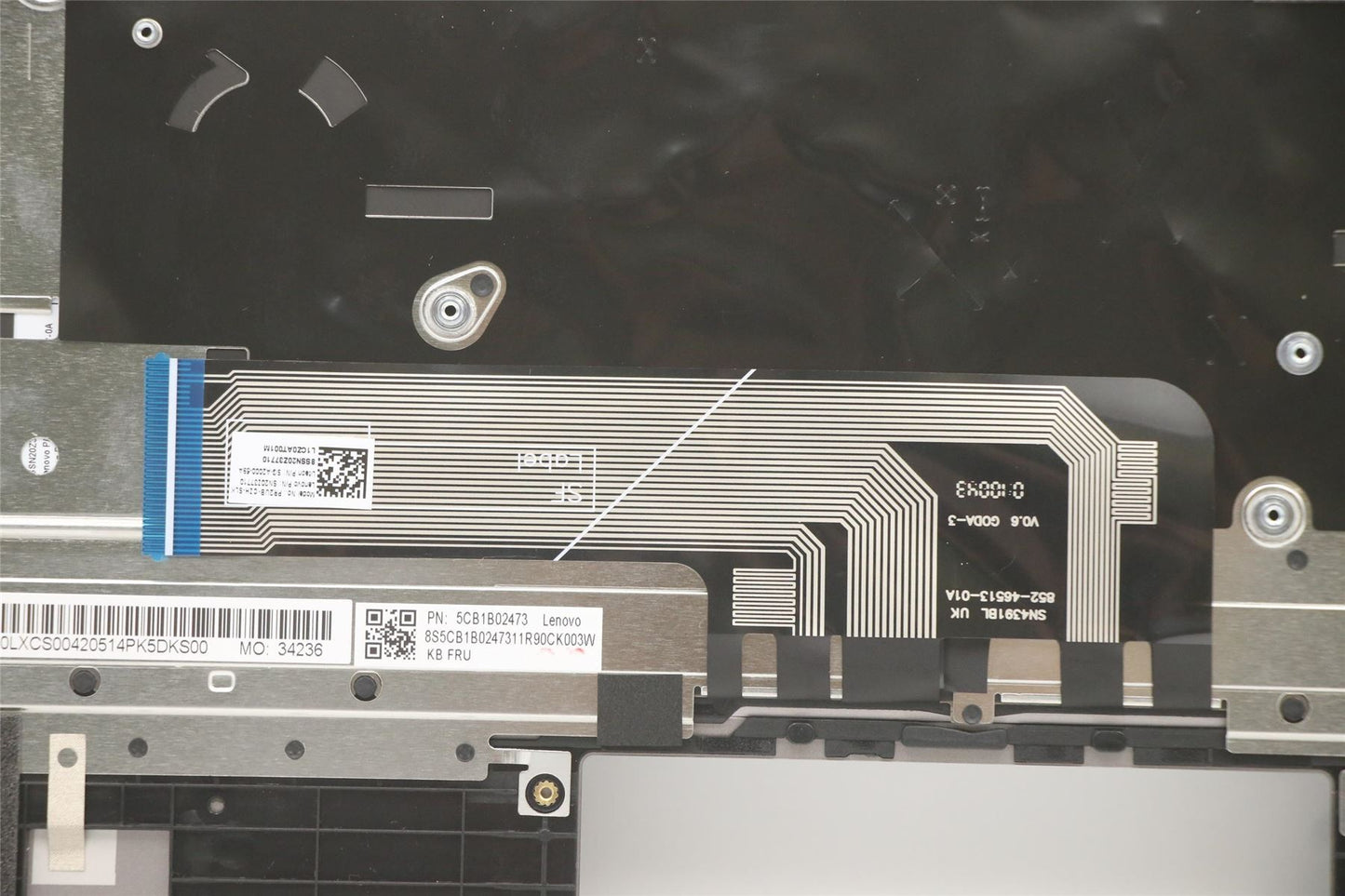 Lenovo ThinkBook 13s G2 ITL Palmrest Touchpad Cover Keyboard Grey 5CB1B02473