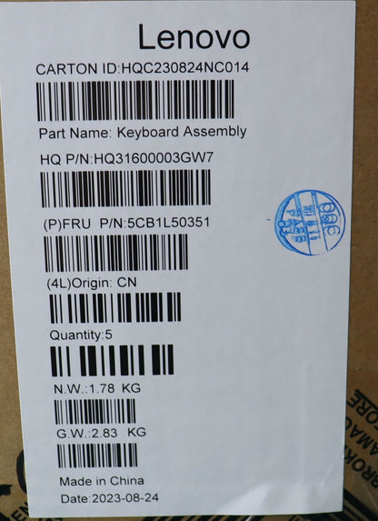 Lenovo Upper Case ASM_SPA H 83AU TT PS 5CB1L50351