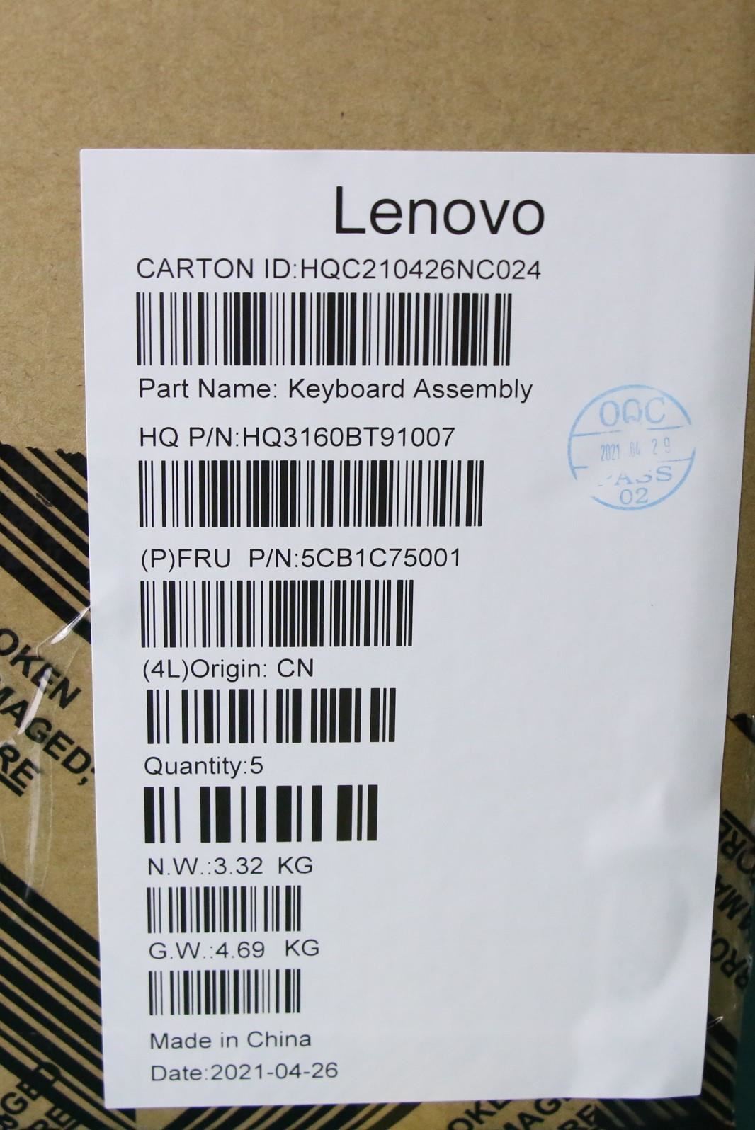 Lenovo IdeaPad 5 16ACH6 Palmrest Cover Touchpad Keyboard Grey 5CB1C75001