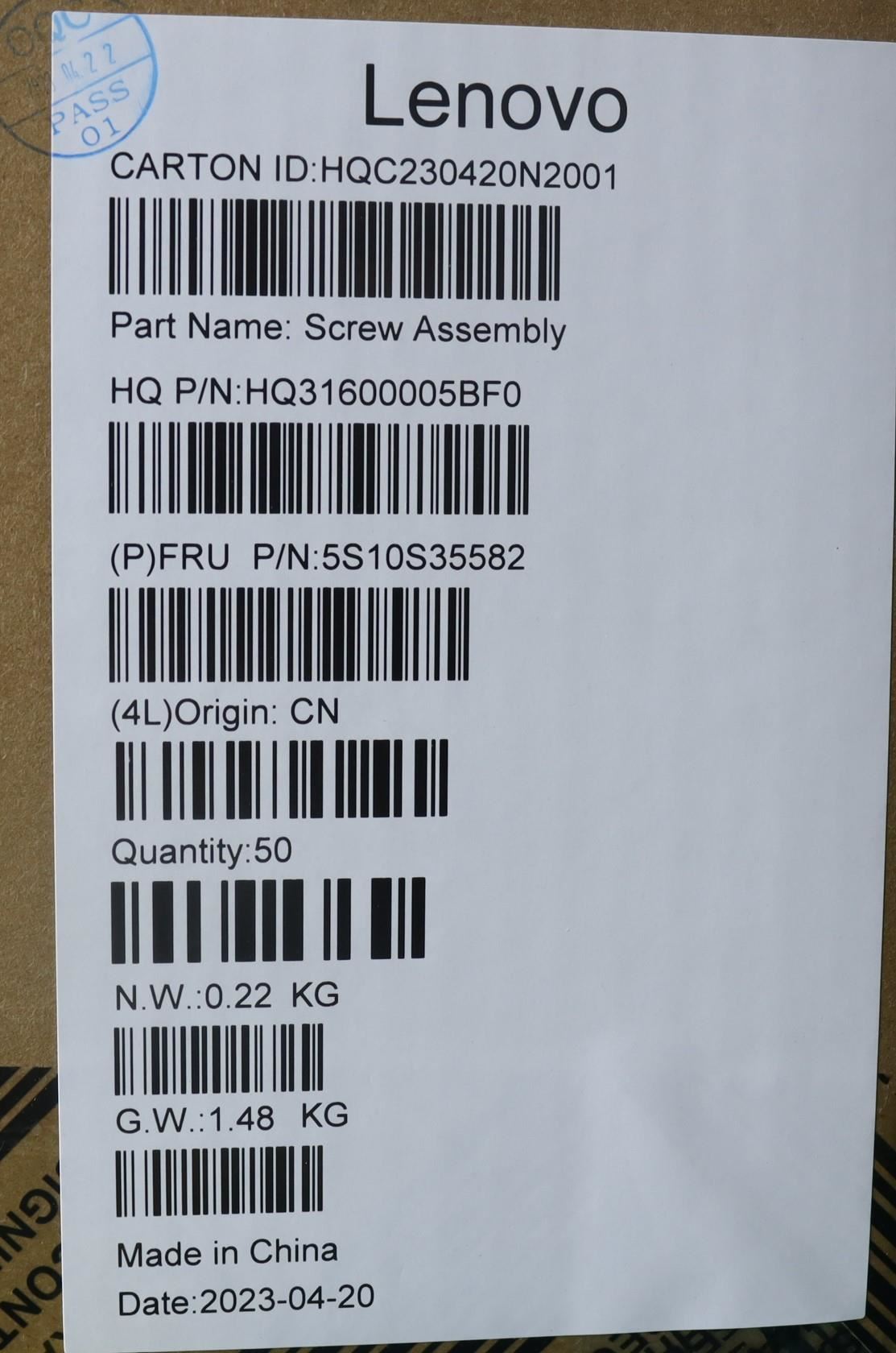 Lenovo SCREW Screw Pack H 82X3 5S10S35582