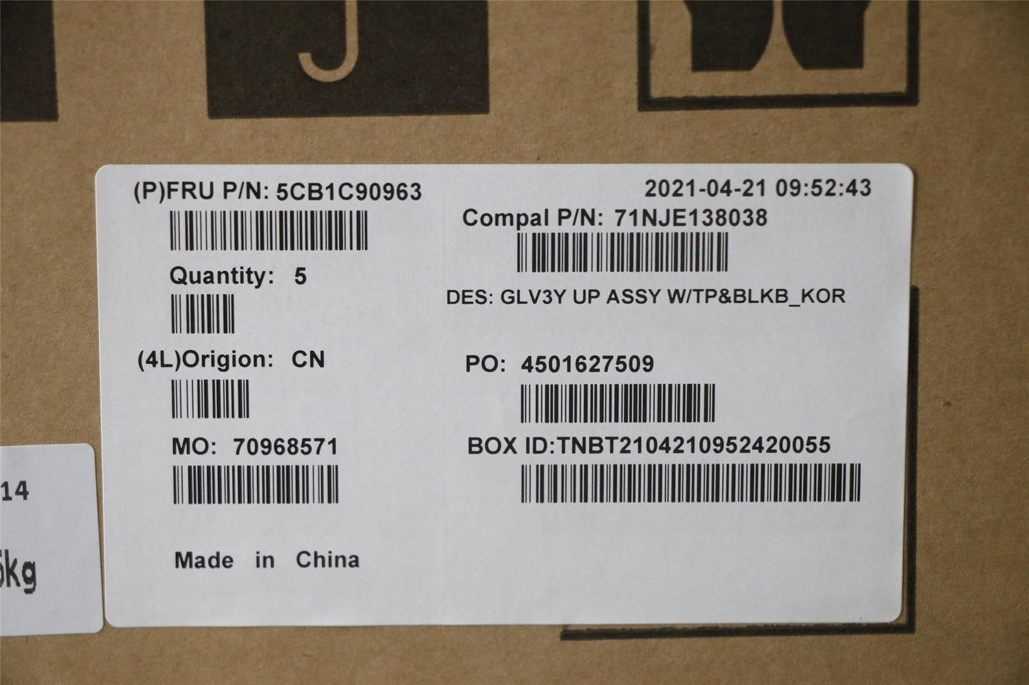 Lenovo Upper Case ASM_KOR C 20WE BLKB N 5CB1C90963