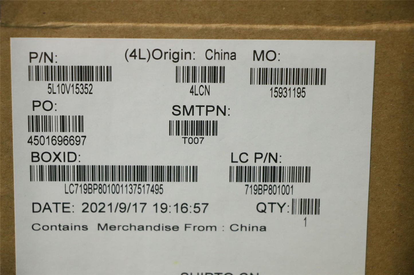 Lenovo LABEL FRU LABEL Kits 5L10V15352