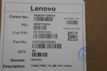 Lenovo PMIC_TO_MB H 83J0 Microphone FFC Cable 5C10S31236