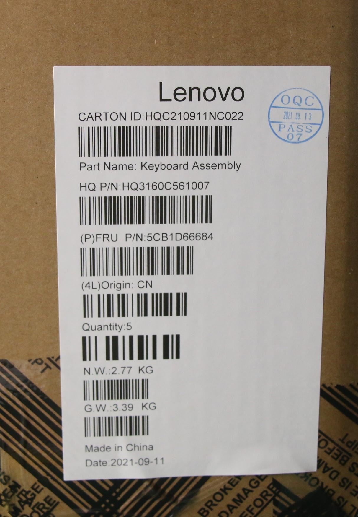 Lenovo Upper Case ASM_THAI_H20WJ CG 5CB1D66684