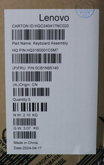 Lenovo UpperCaseASM NORDIC H83DL FP SG 5CB1N95140