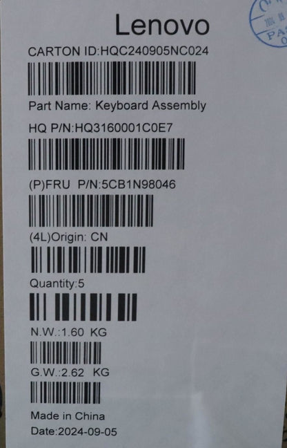 Lenovo UpperCaseASM UKR H83DJ NFP SG 5CB1N98046