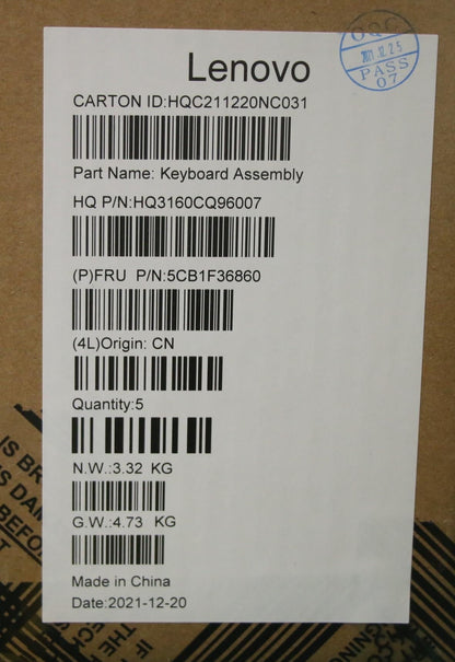 Lenovo Upper Case ASM_JPN H 82QQ SG_DIS 5CB1F36860