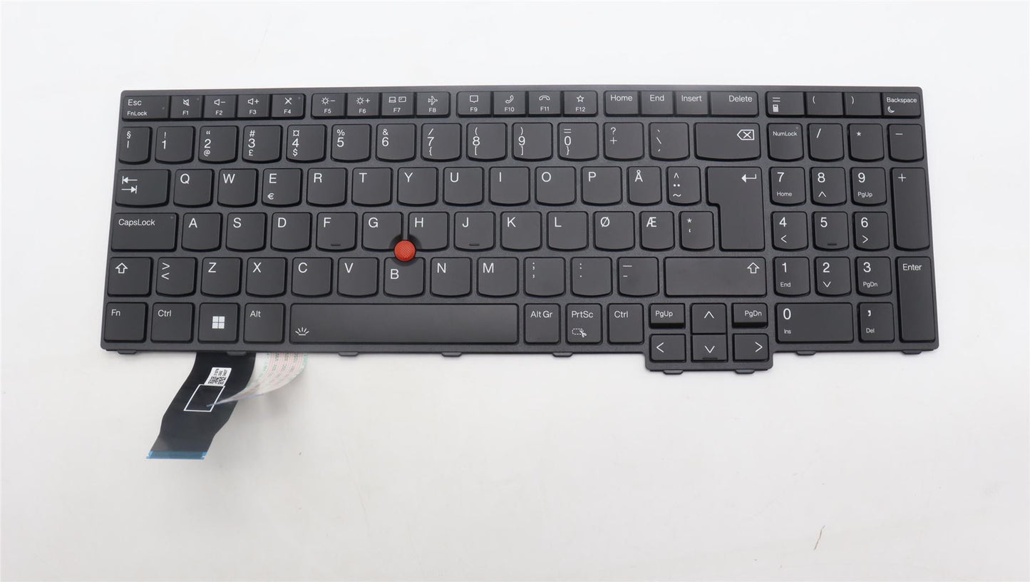 Lenovo ThinkPad P16s 1 L15 3 T16 1 Keyboard Norwegian Black Backlit 5N21D93629