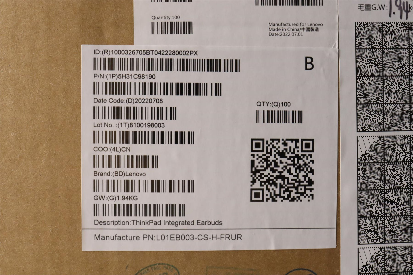 Lenovo ThinkPad E15 Gen 4 Intergrated EarBud Heaphones 5H31C98190