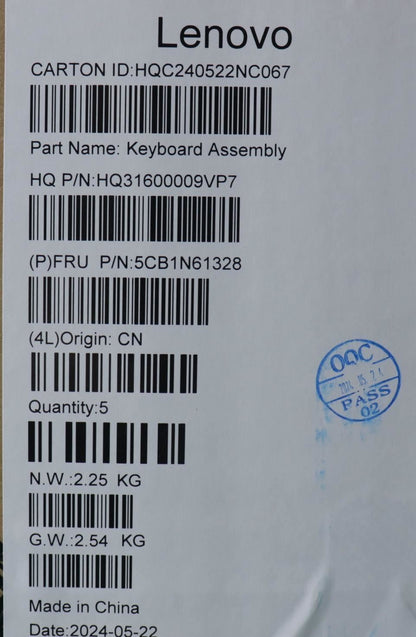 Lenovo Upper Case ASM_SPA H83DR LG GY 5CB1N61328