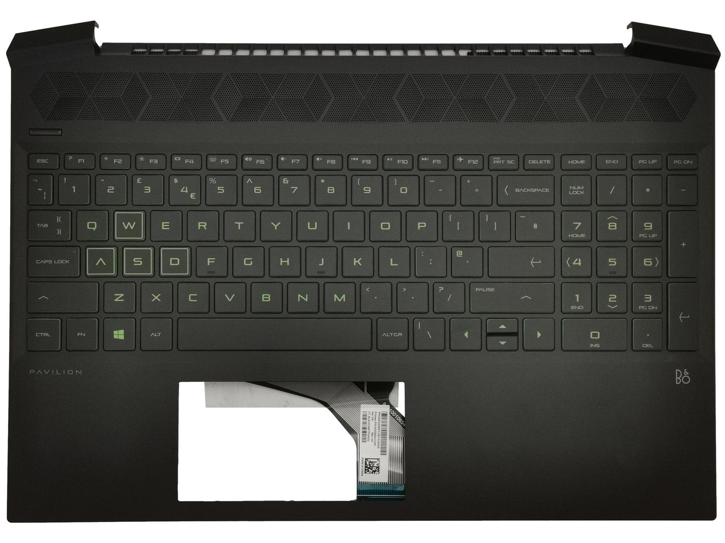 Genuine HP Gaming 15-EC Palmrest Cover Keyboard UK Black Backlit L72597-031