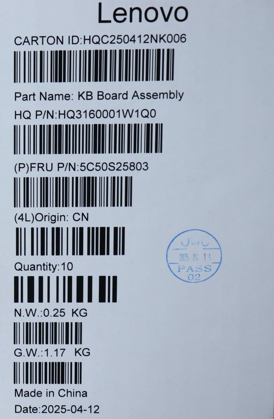 Lenovo CARDPOP H 83LL USB Board 5C50S25803