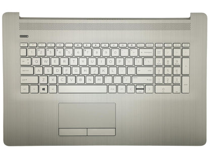 Genuine HP 17-BY 17-CA Palmrest Touchpad Cover Keyboard Dutch Silver L92786-B31