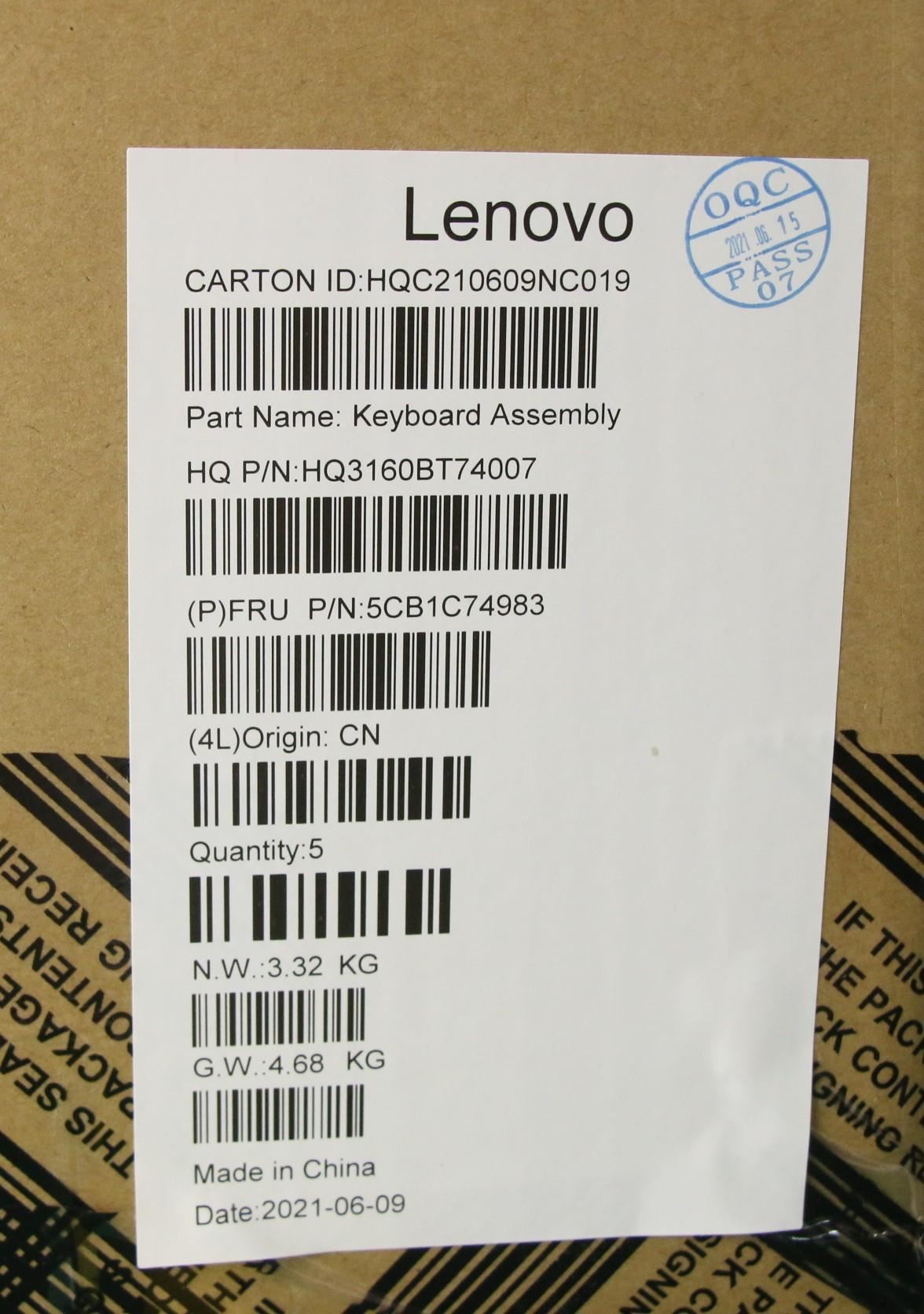 Lenovo Upper Case ASM_KOR H82L5 STO DIS 5CB1C74983