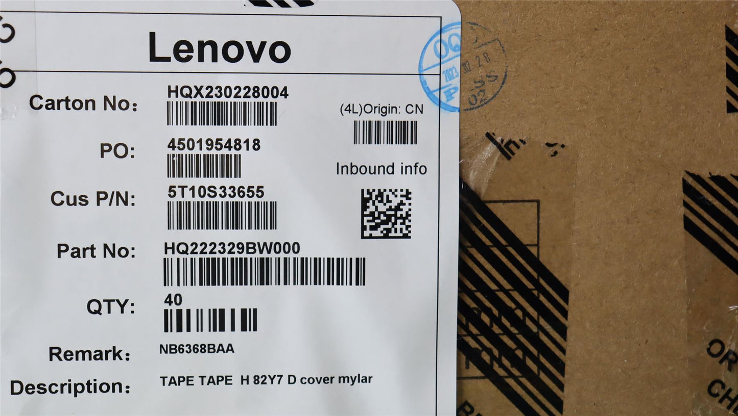Lenovo TAPE TAPE H 82Y7 D cover mylar 5T10S33655