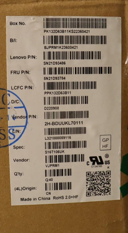 Lenovo ThinkPad P16s 1 L15 3 T16 1 Keyboard UK Black Backlit 5N21D93784