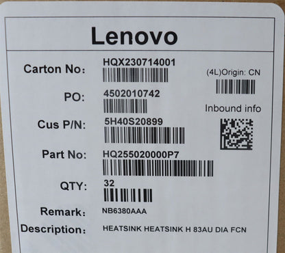 Lenovo 5H40S20899 HEATSINK HEATSINK H 83AU DIA FCN