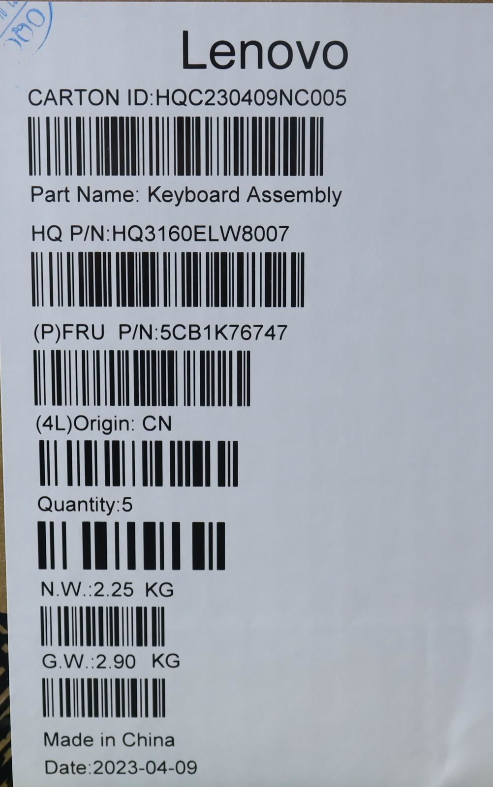 Lenovo Yoga 6 14IRP8 Palmrest Cover Touchpad Keyboard Switzerland 5CB1K76747