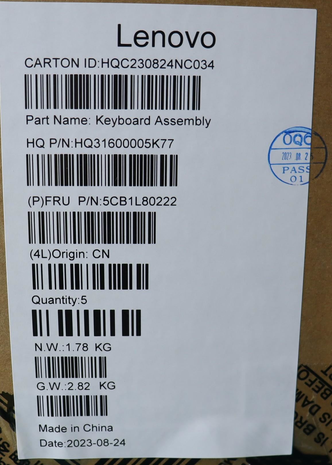 Lenovo Yoga 7 14APH8 Palmrest Cover Touchpad Keyboard Nordic 5CB1L80222