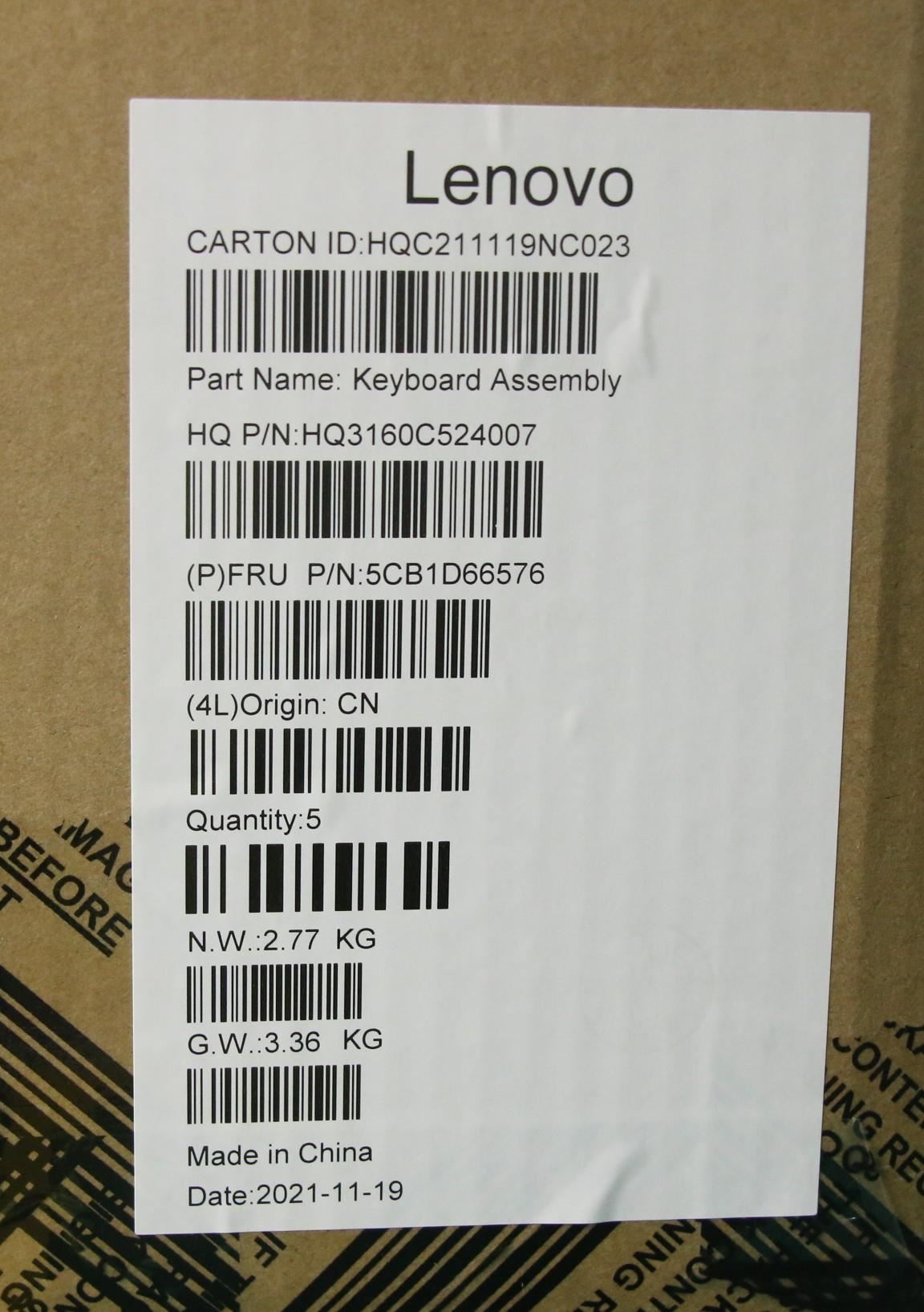Lenovo ThinkBook 13x ITG Palmrest Cover Touchpad Keyboard Portuguese 5CB1D66576