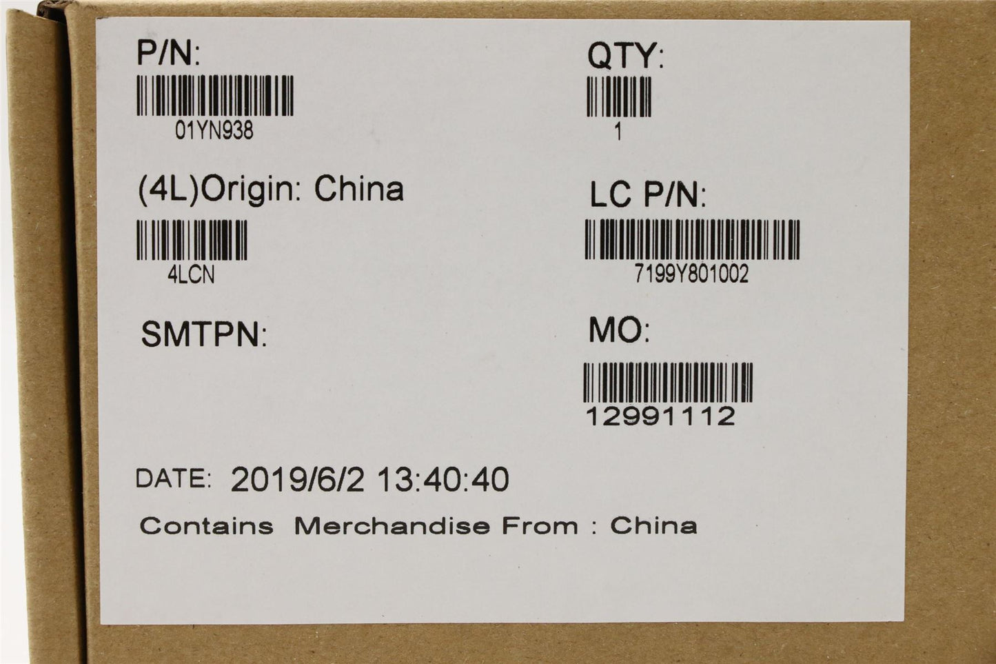 Lenovo 01YN938 LABEL FRU GEO Label ASM