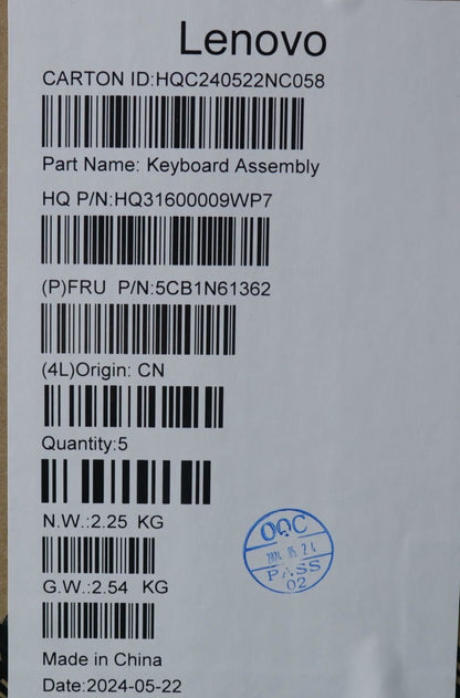 Lenovo Upper Case ASM_POR H83DR CB STO GY 5CB1N61362