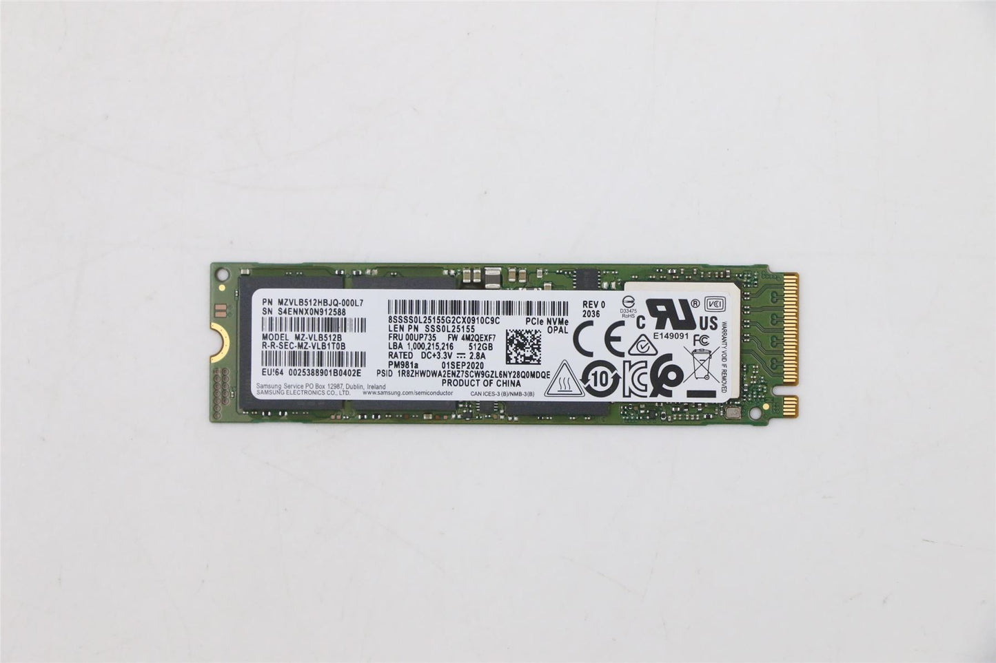 Lenovo SSD_ASM 512G,M.2,2280,PCIe3x4,SAM,OPAL 00UP735