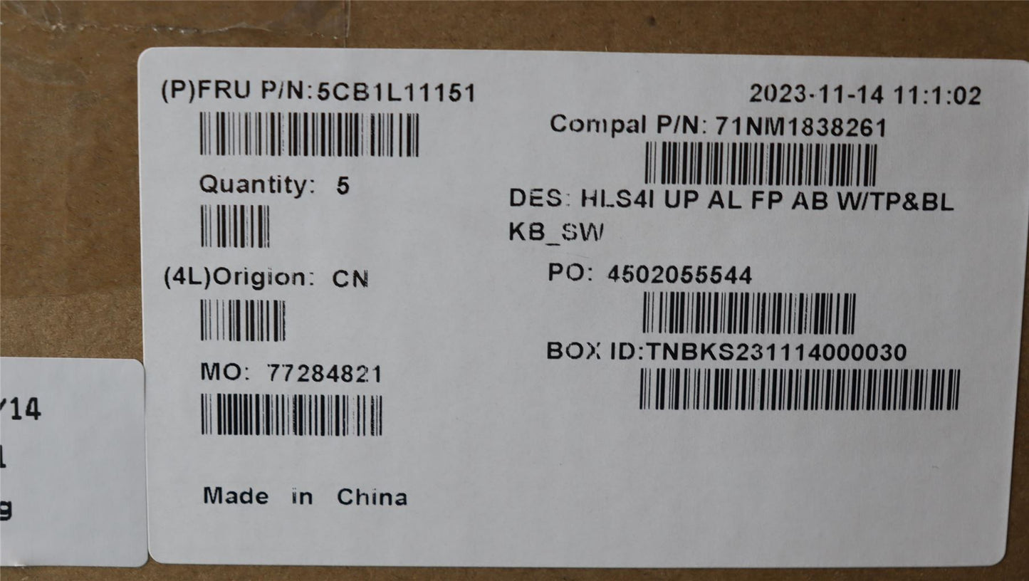 Lenovo UpperCase_SWS C82XD FP AB BL AL 5CB1L11151