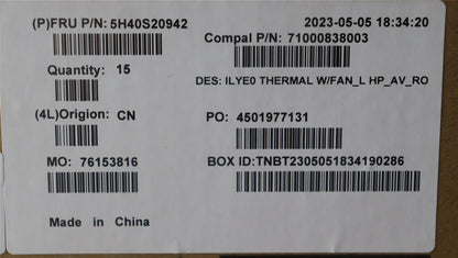 Lenovo Thermal module C82Y9 ThinRobin 5H40S20942