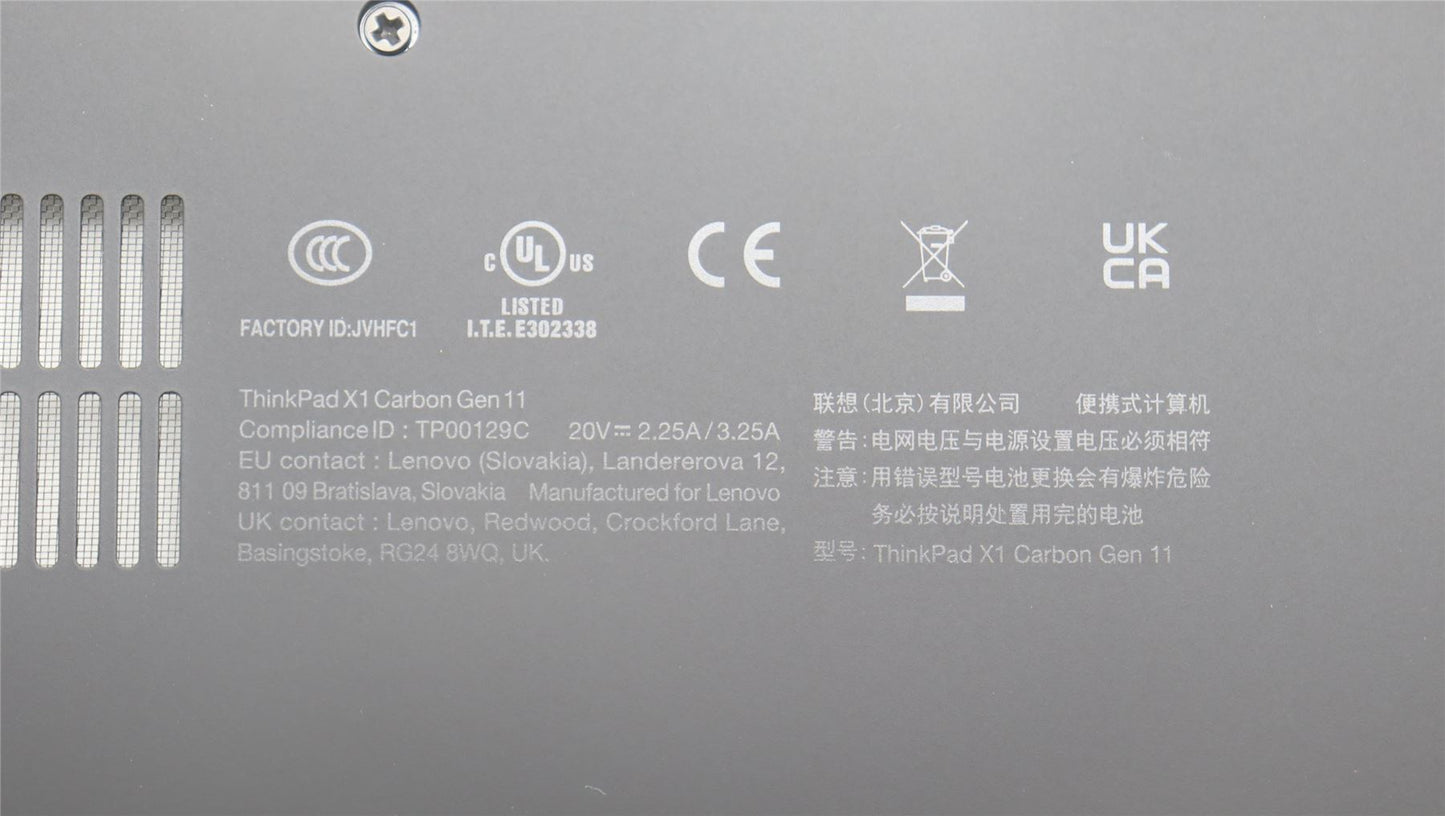 Lenovo ThinkPad X1 11th Gen Bottom Base Lower Chassis Cover Grey 5CB1J18173