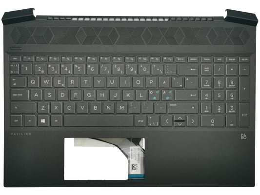 Genuine HP Gaming 15-EC Palmrest Cover Keyboard Nordic Black Backlit L72598-DH1