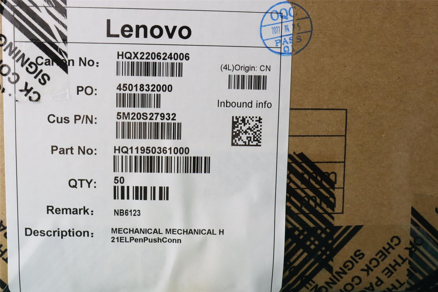 Lenovo MECHANICAL MECHANICAL H 21ELPenPushConn 5M20S27932