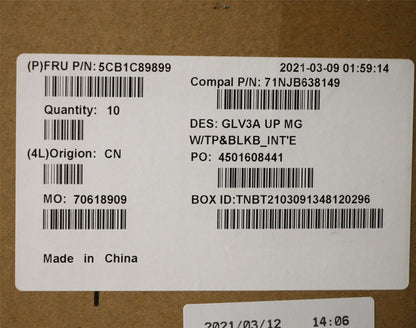Lenovo ThinkBook 14 G3 ACL Keyboard Palmrest Top Cover US Europe Grey 5CB1C89899