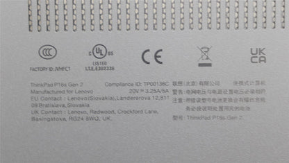 Lenovo ThinkPad P16s Gen 2 Bottom Base Lower Chassis Cover Black 5CB1L57939