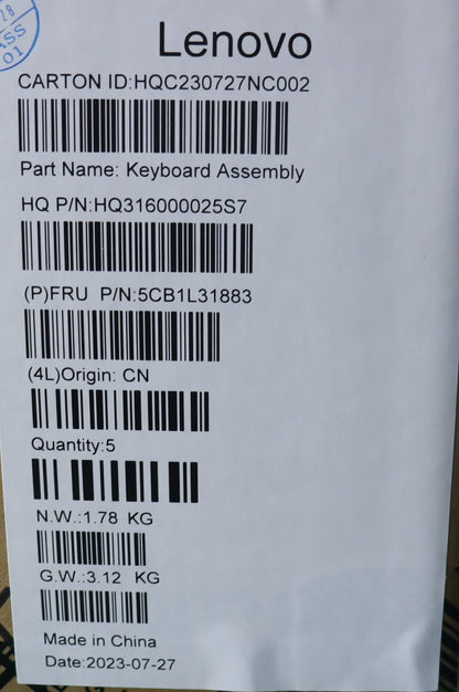 Lenovo Upper Case ASM_SPA H 82YN NFP STGY 5CB1L31883